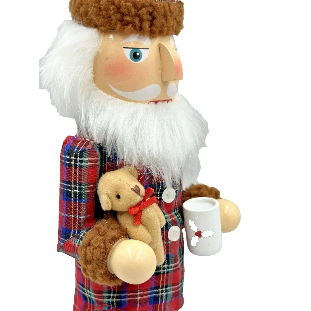 Genuinely Jolly Plaid Santa Nutcracker Figurine Christmas Tabletop Decor